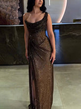Elegant Sequin Slit Party Maxi Dress